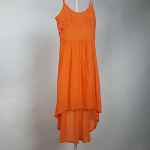 Maurice Tangerine Orange Hi-lo Boho Dress Sz 1/2